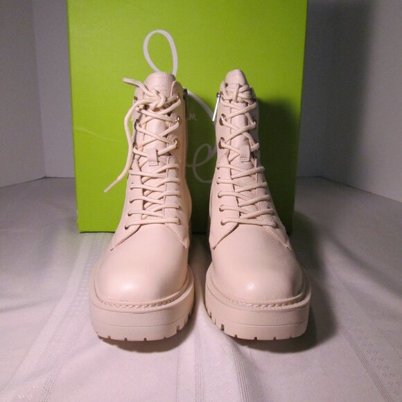 Sam Edelman Lue Leather Combat Boots Ivory Sz 9M NIB - Picture 4 of 12